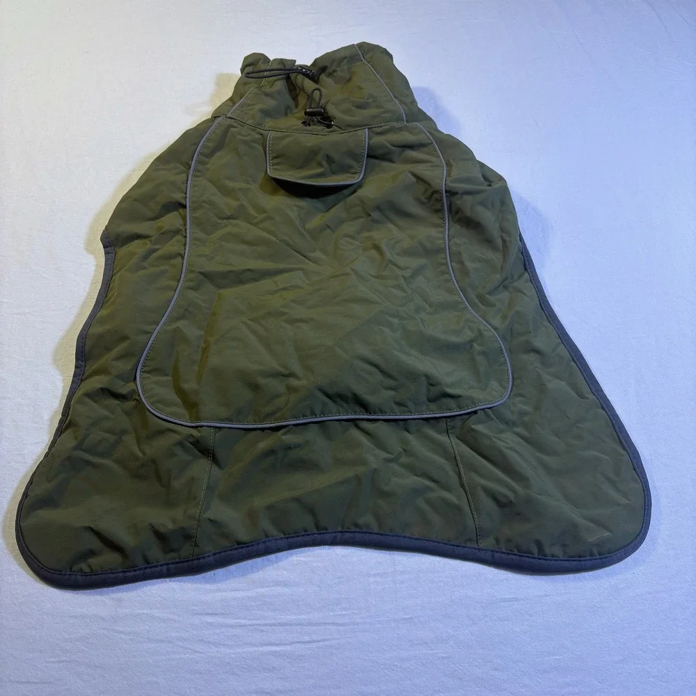 Olive Green Puffer Dog Coat Winter Warm Vest Small Size Pet Apparel